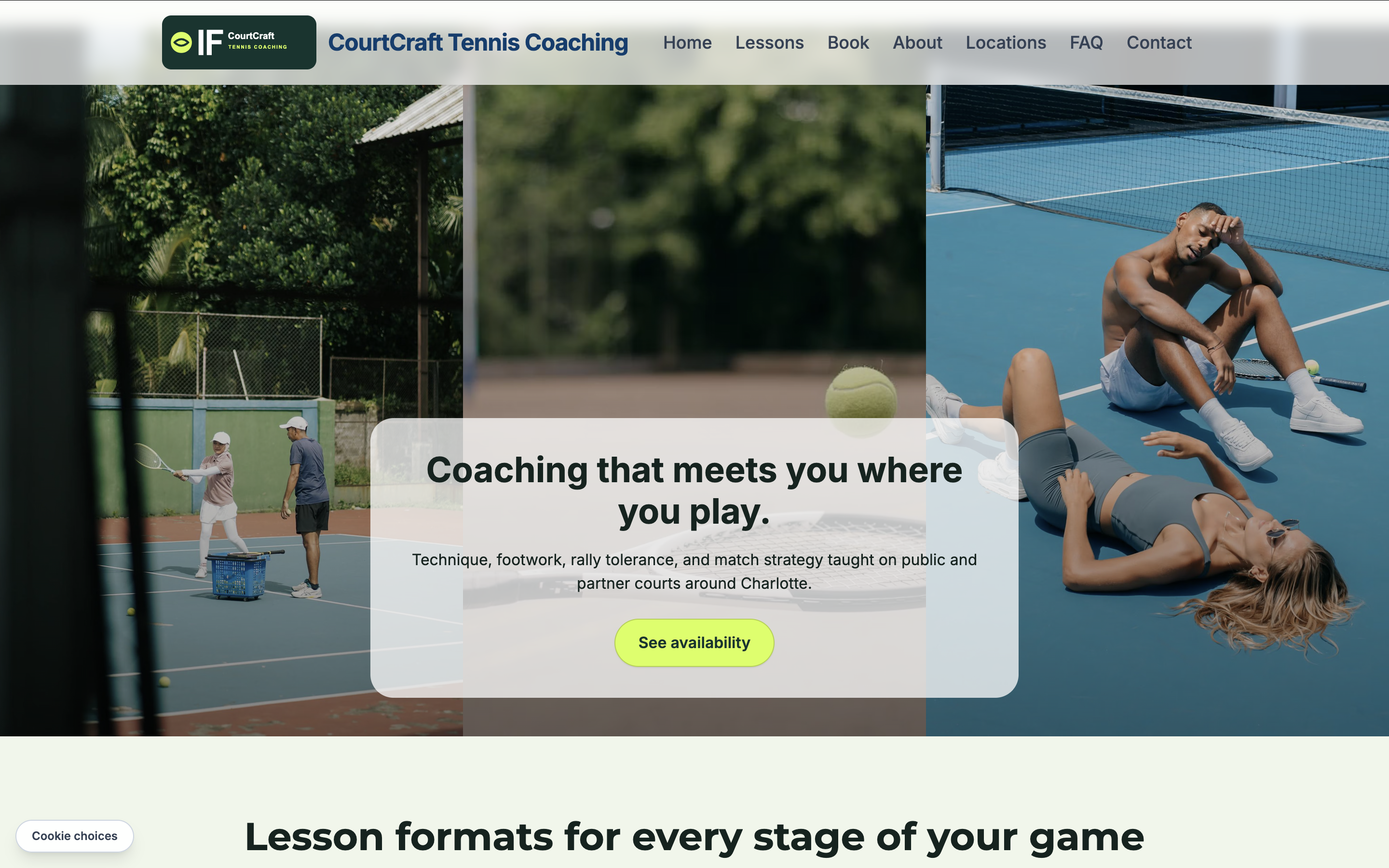 Tennis Instructor Marketing Demo homepage screenshot