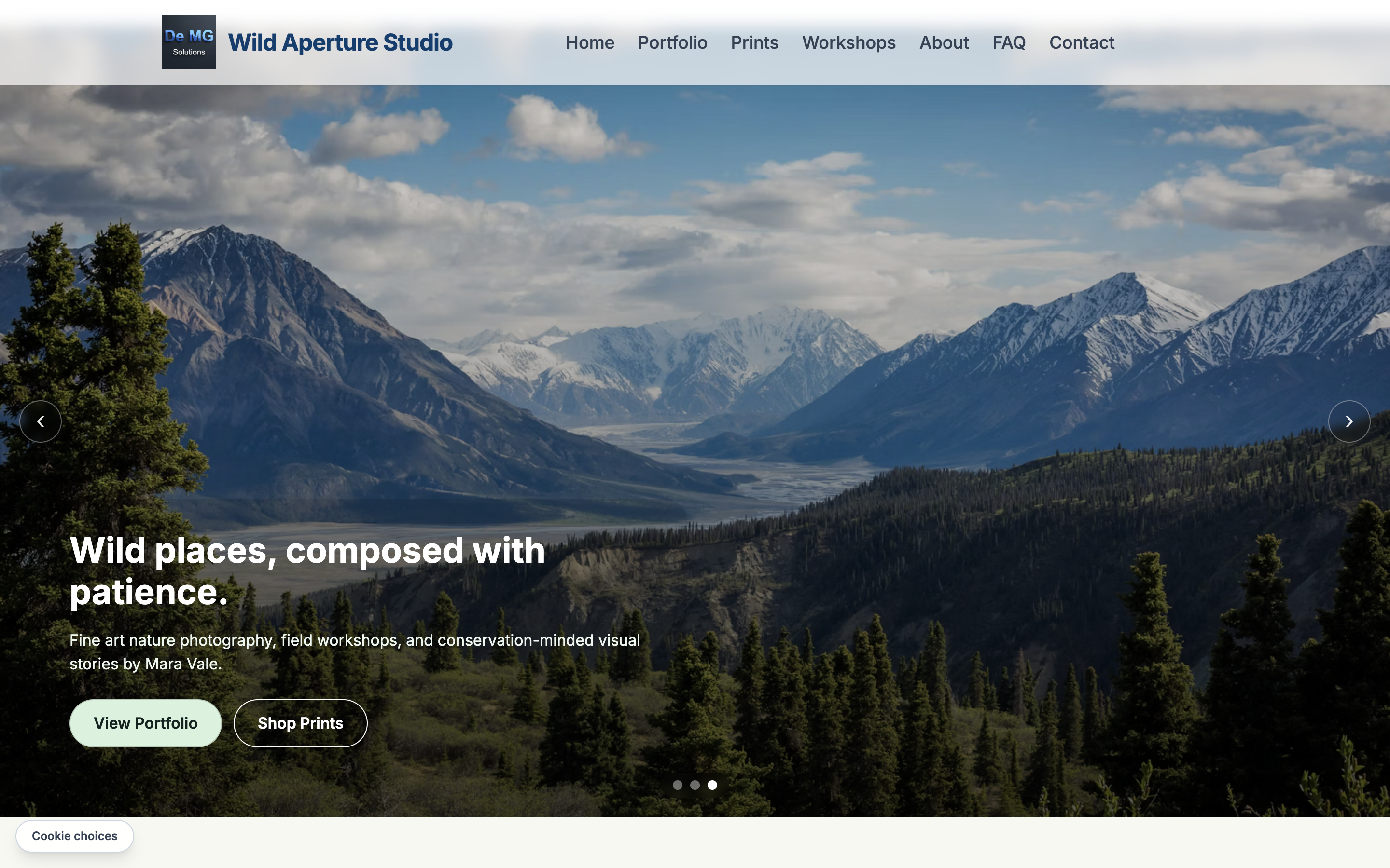 Wildlife Photographer Demo homepage screenshot